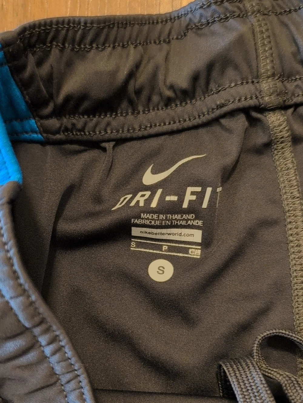 Nike Dri Fit Men’s Charcoal/Black Athletic Shorts with Blue Panels